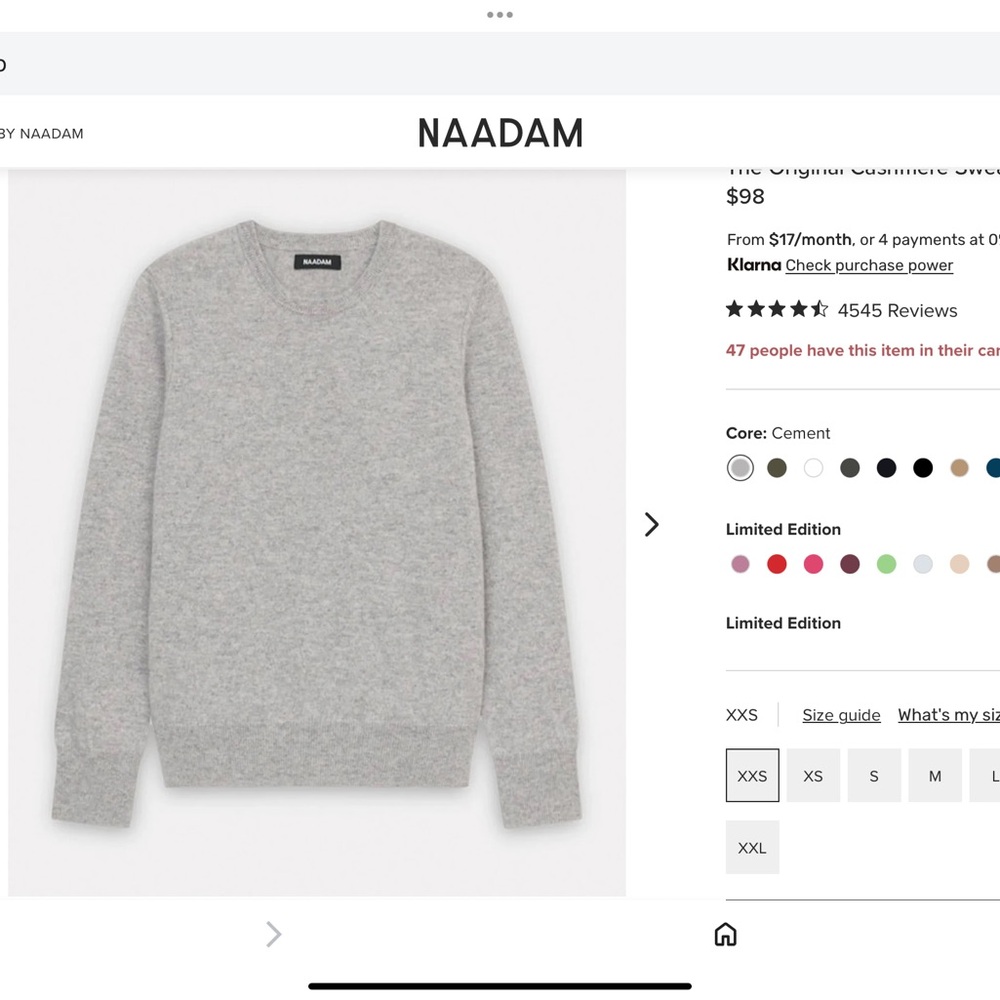 NAADAM Women's Cement Cashmere Crewneck Sweater
